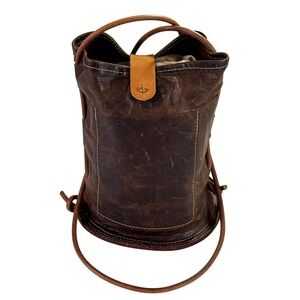 Carol Risley Designs Handmade Leather Cylinder Field Bag Tote Brown Rare
